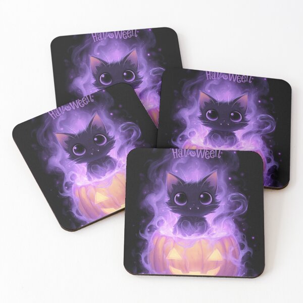 Item preview, Cute Spooky Black Cat in Glowing Pumpkin – Happy Halloween Purple Aesthetic designed and sold by DimyStickers.