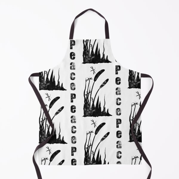 Item preview, PEACE Cattails & Dragonflies - Minimalist Black White Zen Art designed and sold by TheArtOfTreble.