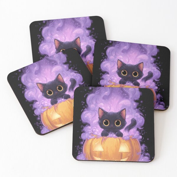 Item preview, Cute Spooky Black Cat in Glowing Pumpkin – Happy Halloween Purple Aesthetic designed and sold by DimyStickers.