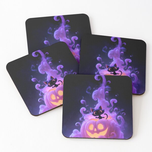 Item preview, Cute Spooky Black Cat in Glowing Pumpkin – Happy Halloween Purple Aesthetic designed and sold by DimyStickers.