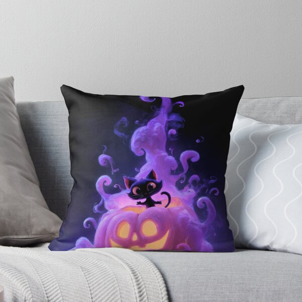 Item preview, Cute Spooky Black Cat in Glowing Pumpkin – Happy Halloween Purple Aesthetic designed and sold by DimyStickers.