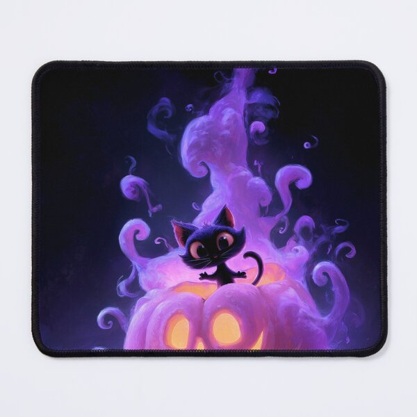 Item preview, Cute Spooky Black Cat in Glowing Pumpkin – Happy Halloween Purple Aesthetic designed and sold by DimyStickers.