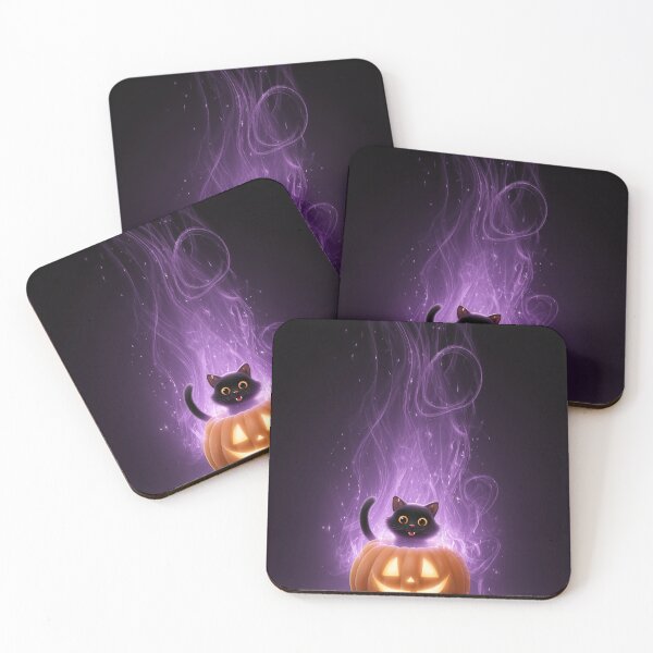 Item preview, Cute Spooky Black Cat in Glowing Pumpkin – Happy Halloween Purple Aesthetic designed and sold by DimyStickers.
