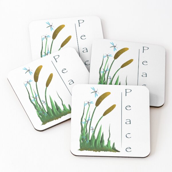 Item preview, PEACE Cattails & Dragonflies - Serene Watercolor Nature Illustration designed and sold by TheArtOfTreble.
