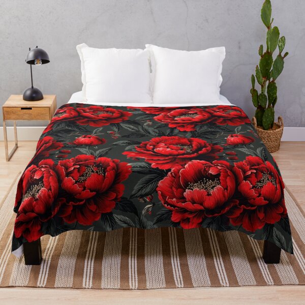 Item preview, Dark Red Peony Floral Pattern Vintage Style designed and sold by Rutvain.