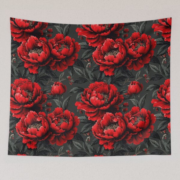 Item preview, Dark Red Peony Floral Pattern Vintage Style designed and sold by Rutvain.