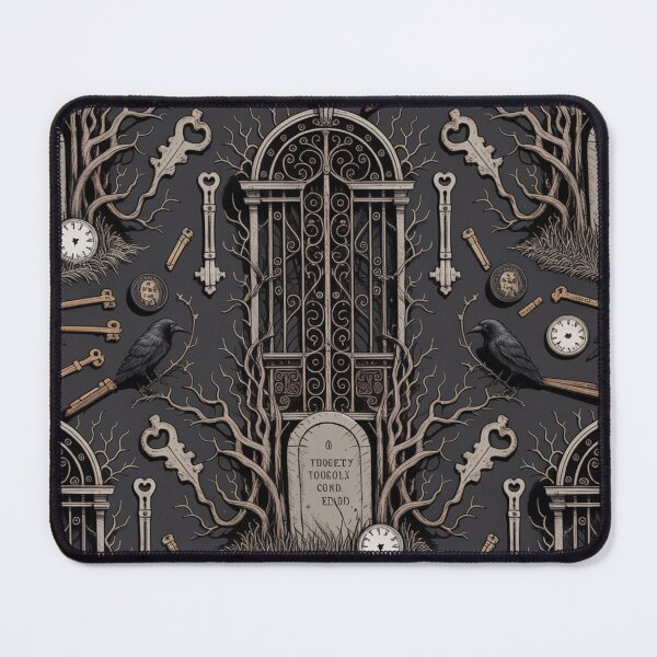 Item preview, Dark Gothic Horror Seamless Pattern | Raven Graveyard Keys Tombstone Ornate designed and sold by Midnight Veil Designs.