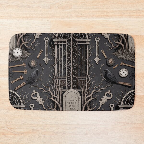Item preview, Dark Gothic Horror Seamless Pattern | Raven Graveyard Keys Tombstone Ornate designed and sold by Midnight Veil Designs.