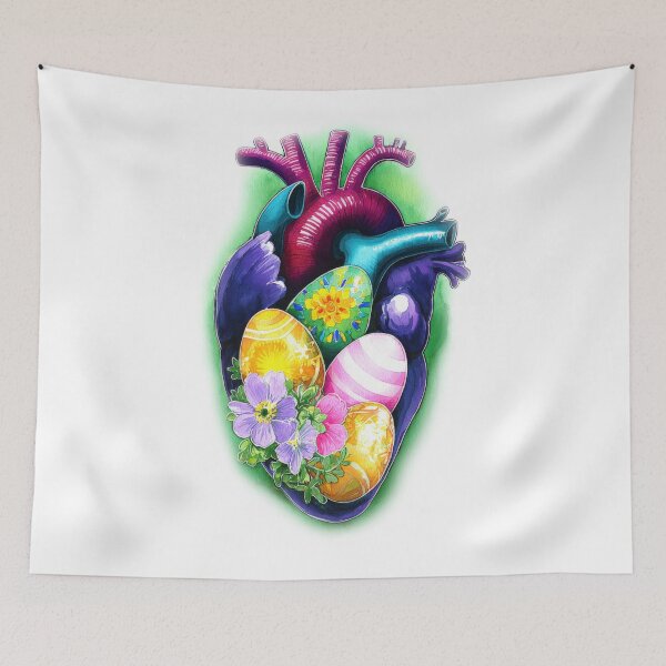 Item preview, Anatomical Heart with Easter Eggs – Artistic Medical Floral Design designed and sold by olenapetol.