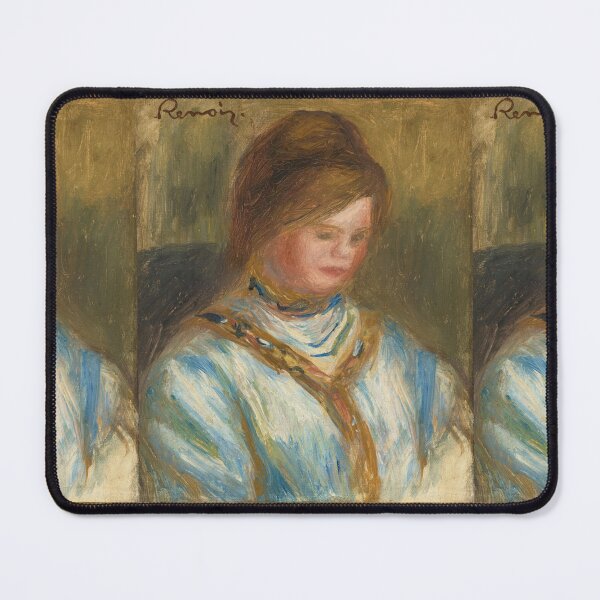 Item preview, Femme Au Corsage Bleu by Pierre-Auguste Renoir: Romantic Impressionist Portrait Poster designed and sold by artofuniverse.