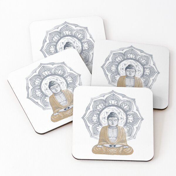 Item preview, Buddha Padma Watercolor - Peacock Dusk Fawn - Dusk Halo designed and sold by Irene Estelle.