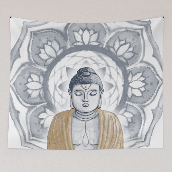 Item preview, Buddha Padma Watercolor - Peacock Dusk Fawn - Dusk Halo designed and sold by Irene Estelle.