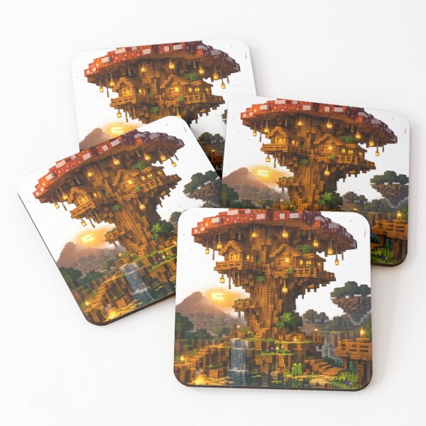 Item preview, Mushroom Tree House Fantasy – Cozy Pixel Landscape Design designed and sold by Ana Gómez.