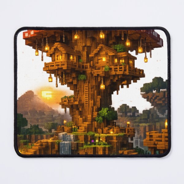 Item preview, Mushroom Tree House Fantasy – Cozy Pixel Landscape Design designed and sold by Ana Gómez.