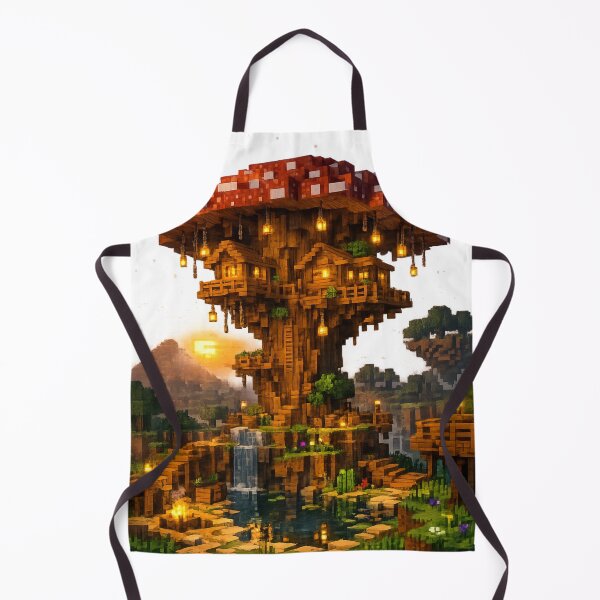 Item preview, Mushroom Tree House Fantasy – Cozy Pixel Landscape Design designed and sold by Ana Gómez.