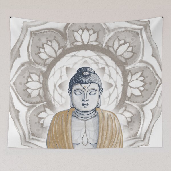 Item preview, Buddha Padma Watercolor - Peacock Dusk Fawn - Earth Halo designed and sold by Irene Estelle.