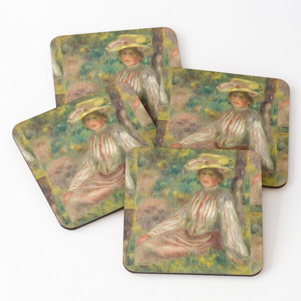 Item preview, Femme Au Jardin by Pierre-Auguste Renoir: Romantic Impressionist Garden Poster designed and sold by artofuniverse.