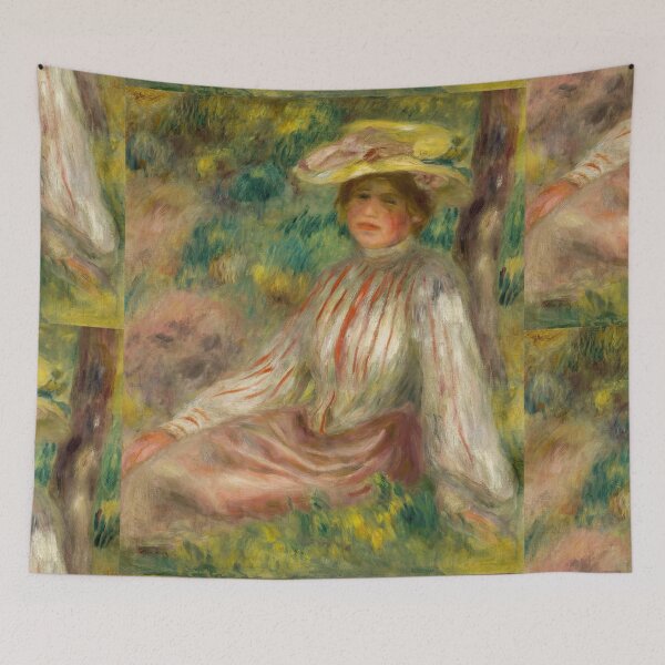 Item preview, Femme Au Jardin by Pierre-Auguste Renoir: Romantic Impressionist Garden Poster designed and sold by artofuniverse.
