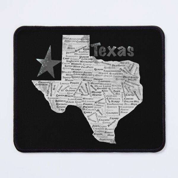 Item preview, Texas Counties Word Cloud Map - Black and White Lone Star Art designed and sold by TheArtOfTreble.