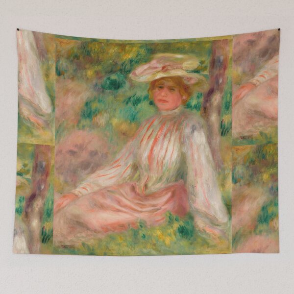 Item preview, Femme Au Jardin by Pierre-Auguste Renoir: Romantic Impressionist Garden Portrait designed and sold by artofuniverse.