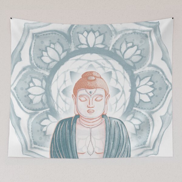 Item preview, Buddha Padma Watercolor - Rose Coral Peacock - Peacock Halo designed and sold by Irene Estelle.