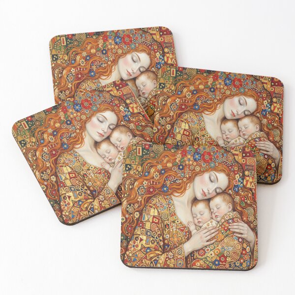 Item preview, Golden Maternal Embrace: Inspired Mother and Twins designed and sold by MakarenaCreate.
