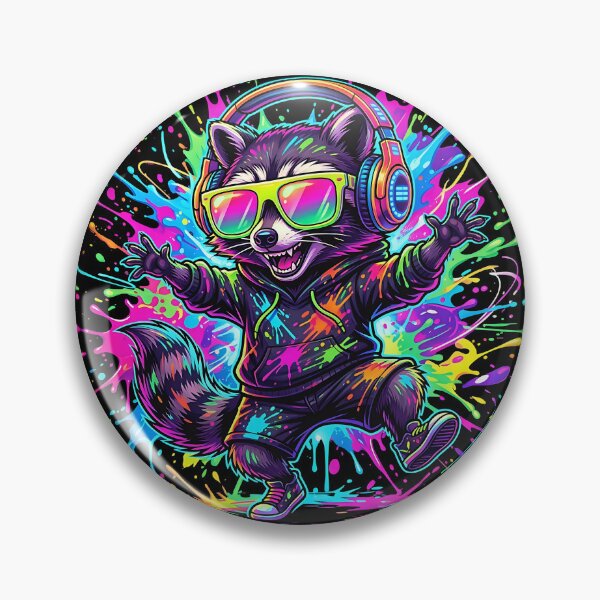 Item preview, Neon Rave Raccoon – Crazy Party Animal Festival Design designed and sold by RH Design Lab.