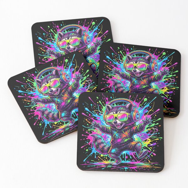 Item preview, Neon Rave Raccoon – Crazy Party Animal Festival Design designed and sold by RH Design Lab.