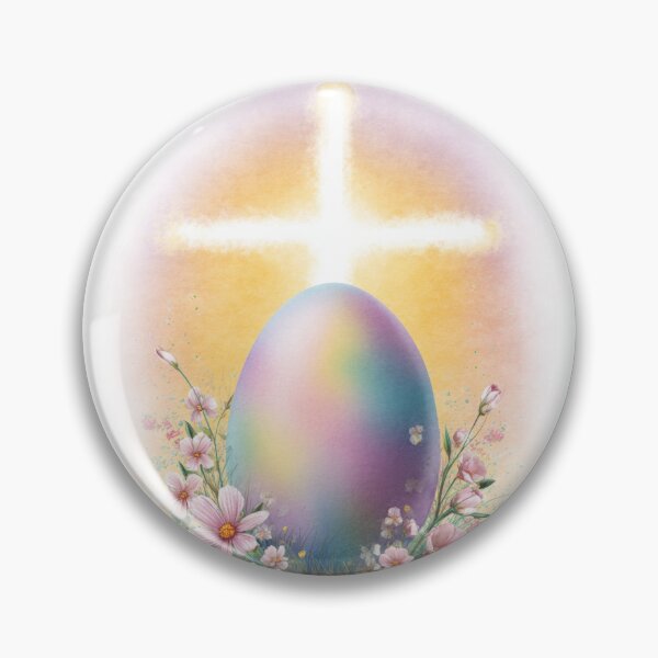 Item preview, Minimal Glowing Easter Cross and Egg – Christian Faith Spring Design designed and sold by olenapetol.