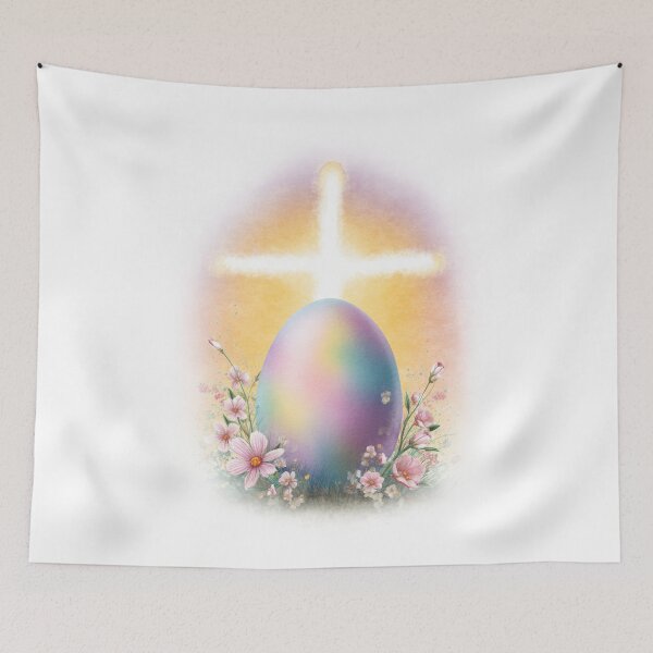 Item preview, Minimal Glowing Easter Cross and Egg – Christian Faith Spring Design designed and sold by olenapetol.