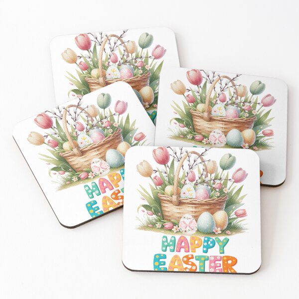 Item preview, Easter Basket with Eggs and Tulips | Happy Easter Spring Illustration designed and sold by Julison2015.