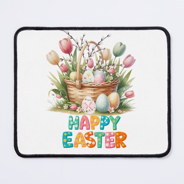 Item preview, Easter Basket with Eggs and Tulips | Happy Easter Spring Illustration designed and sold by Julison2015.