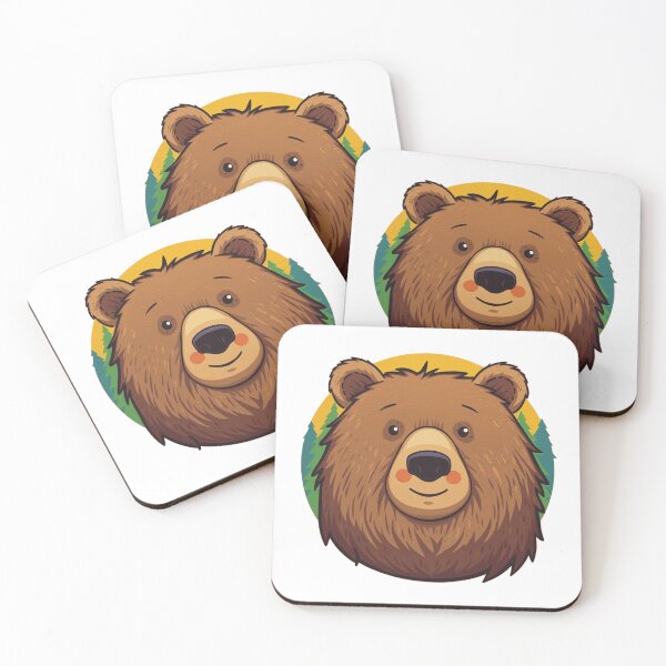 Item preview, Brown calm Cartoon bear face illustration art designed and sold by MagicMaker1984.