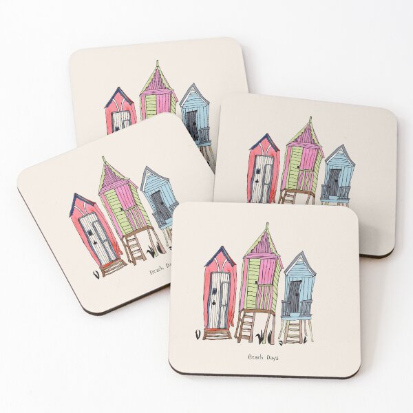 Item preview, Beach Huts Watercolour  designed and sold by MagpieDiamond.