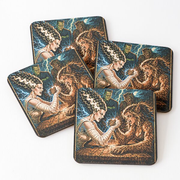 Item preview, Monster Showdown: Bride of Frankenstein vs. Wolf Girl Arm Wrestling Match designed and sold by judgehydrogen.