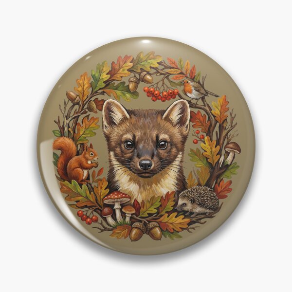 Item preview, Painterly Autumn Pine Marten Woodland Wreath designed and sold by Englandbear.
