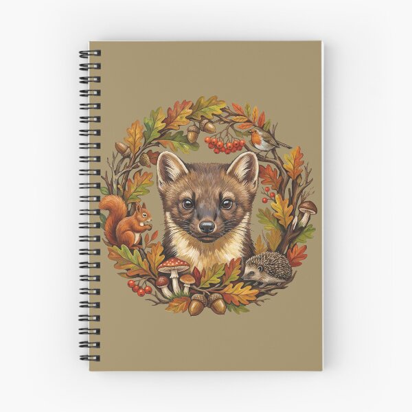 Item preview, Painterly Autumn Pine Marten Woodland Wreath designed and sold by Englandbear.