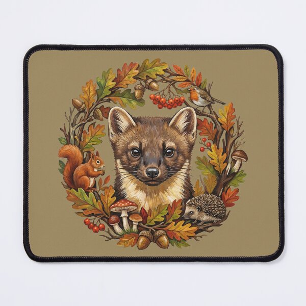 Item preview, Painterly Autumn Pine Marten Woodland Wreath designed and sold by Englandbear.