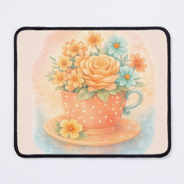 Item preview, Pastel Tea Cup Bloom – Floral Cottagecore Illustration designed and sold by blankTeeShirt.