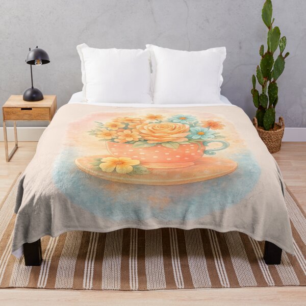 Item preview, Pastel Tea Cup Bloom – Floral Cottagecore Illustration designed and sold by blankTeeShirt.
