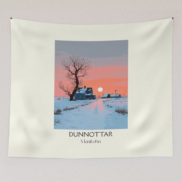 Item preview, Dunnottar Village Manitoba Winter Landscape – Snowy Cabin Canada designed and sold by TuncGK.