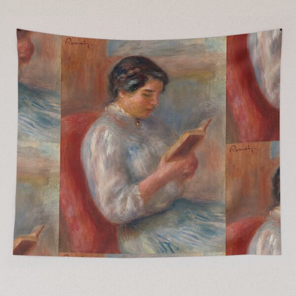 Artikelvorschau, Femme Lisant von Pierre-Auguste Renoir: Romantisches impressionistisches Leseporträt entworfen und verkauft von artofuniverse.
