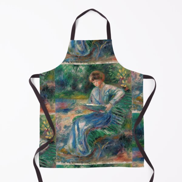 Aperçu de l'œuvre Femme Lisant Sur Un Banc de Pierre-Auguste Renoir : Affiche de jardin impressionniste créée et vendue par artofuniverse.