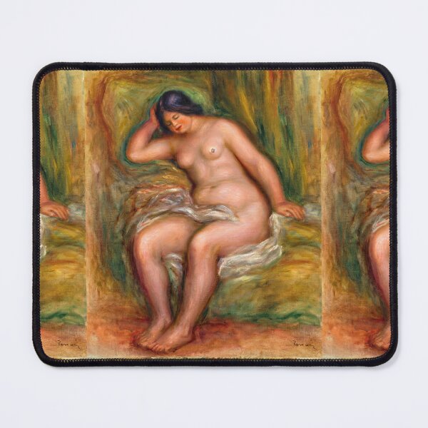 Item preview, Femme Nue Assise Appuyee Sur Un Coussin Vert by Pierre-Auguste Renoir: Impressionist Nude Poster designed and sold by artofuniverse.