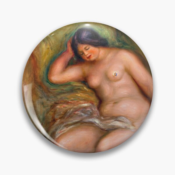 Item preview, Femme Nue Assise Appuyee Sur Un Coussin Vert by Pierre-Auguste Renoir: Impressionist Nude Poster designed and sold by artofuniverse.