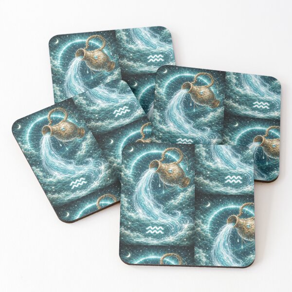 Item preview, Luxury Aquarius Zodiac Sign – Celestial Aquarius Water Bearer Astrology Art designed and sold by Bonitivity Zodiacs.