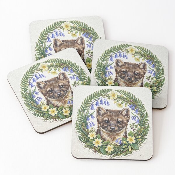 Item preview, Spring Pine Marten Botanical Woodland Wreath designed and sold by Englandbear.