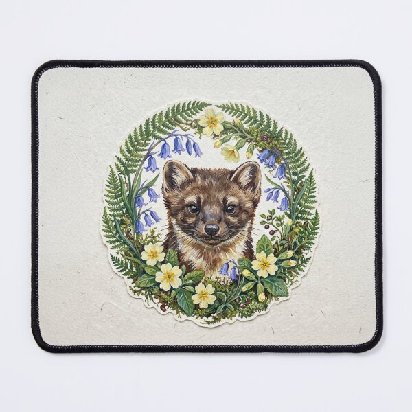 Item preview, Spring Pine Marten Botanical Woodland Wreath designed and sold by Englandbear.