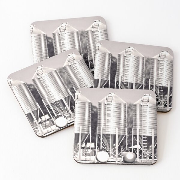 Item preview, Three Metal Silos in Black and White designed and sold by Stacey's unpromised.
