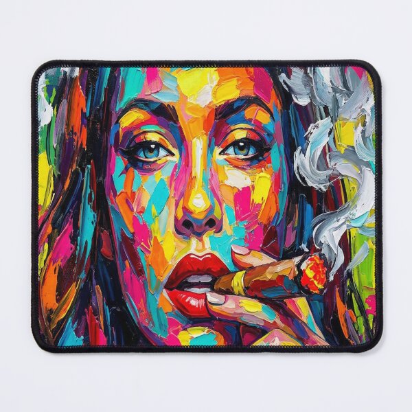 Item preview, Neon Smoke: A High-Octane Palette Knife Portrait designed and sold by MakarenaCreate.